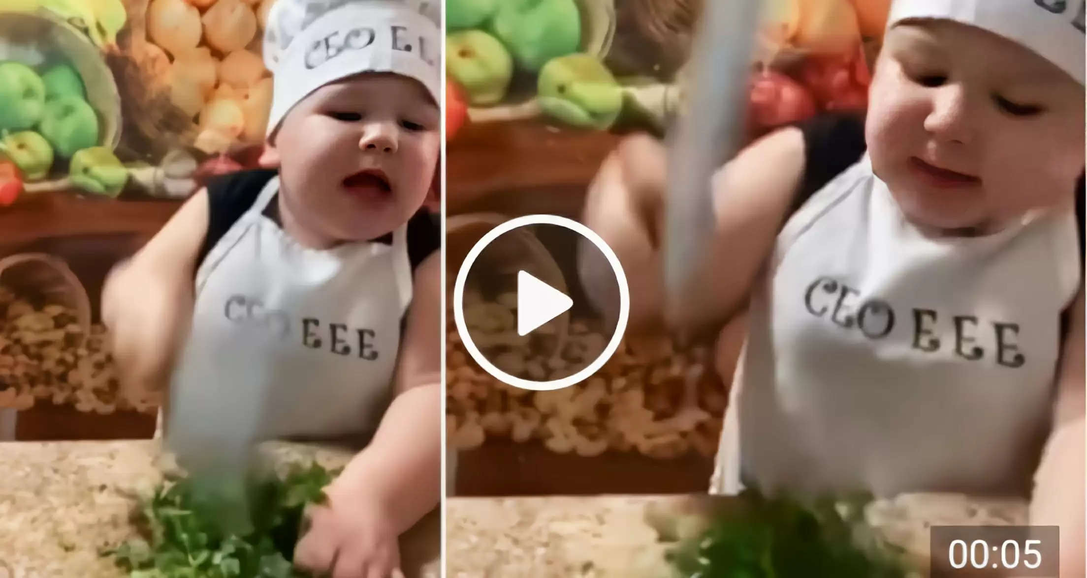 Toddler cutting vegetables