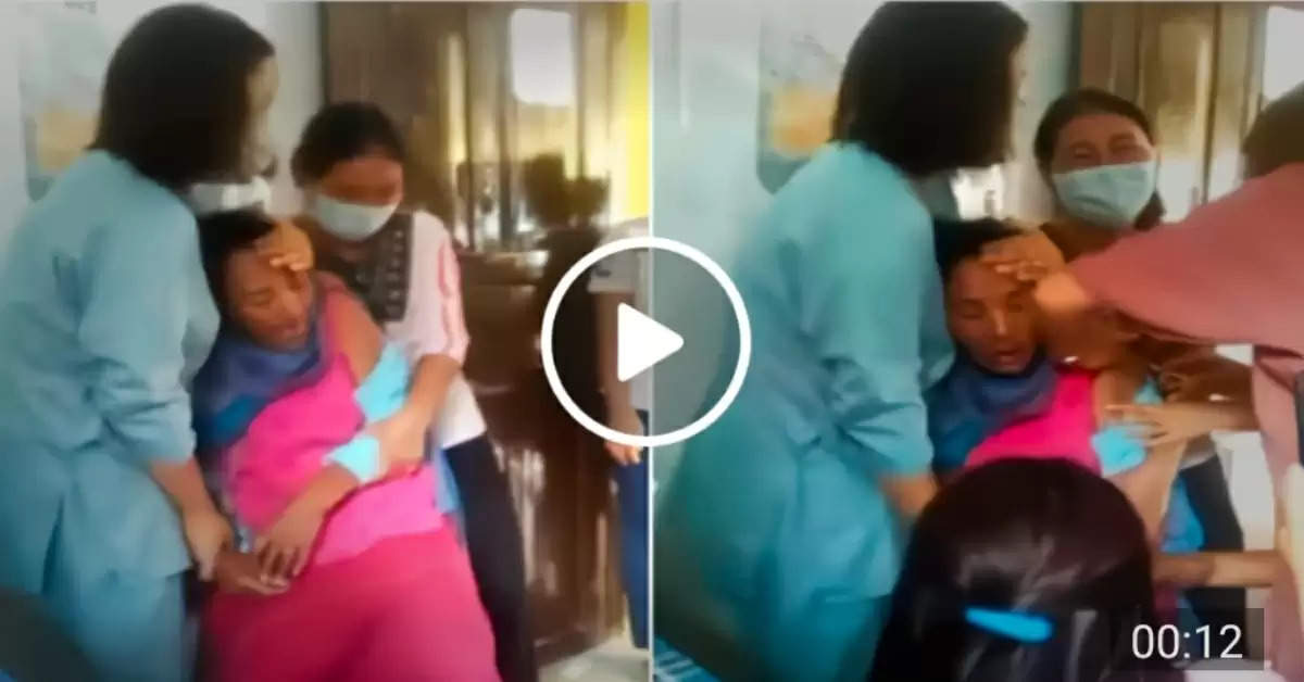 Woman crying during vaccination
